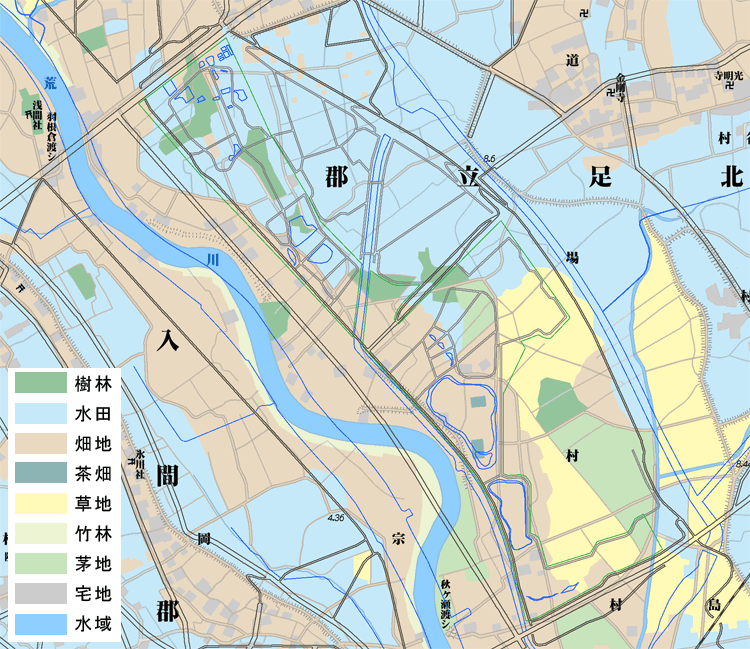 迅速測図と現況（彩色）